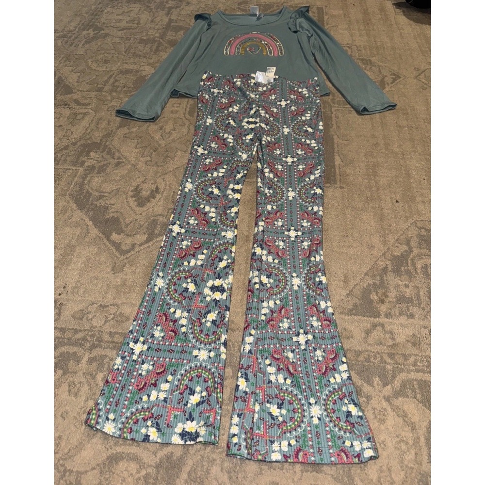 Extremely Me Girls Youth Rainbow Multi  Shirt And Pants 2-piece Size 14